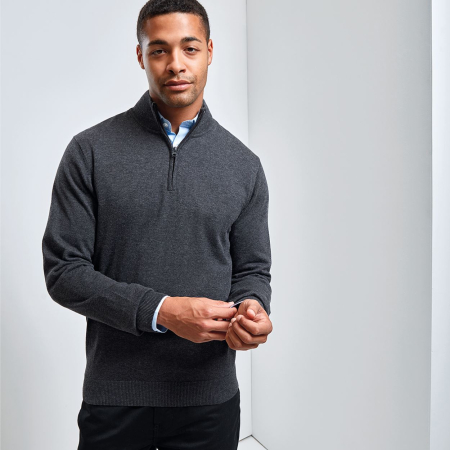 PR695M Mens 1/4 Zip Knitted Sweater image 1