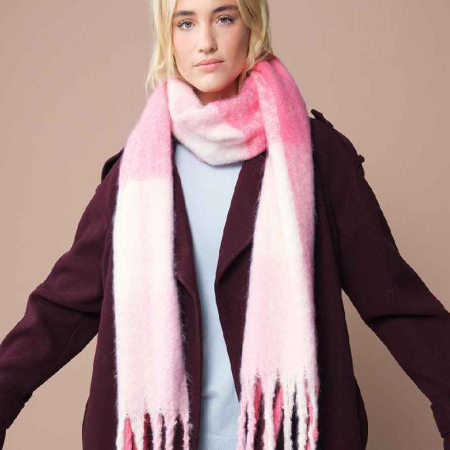 BB494R (B494R) Fluffy Check Scarf image 1